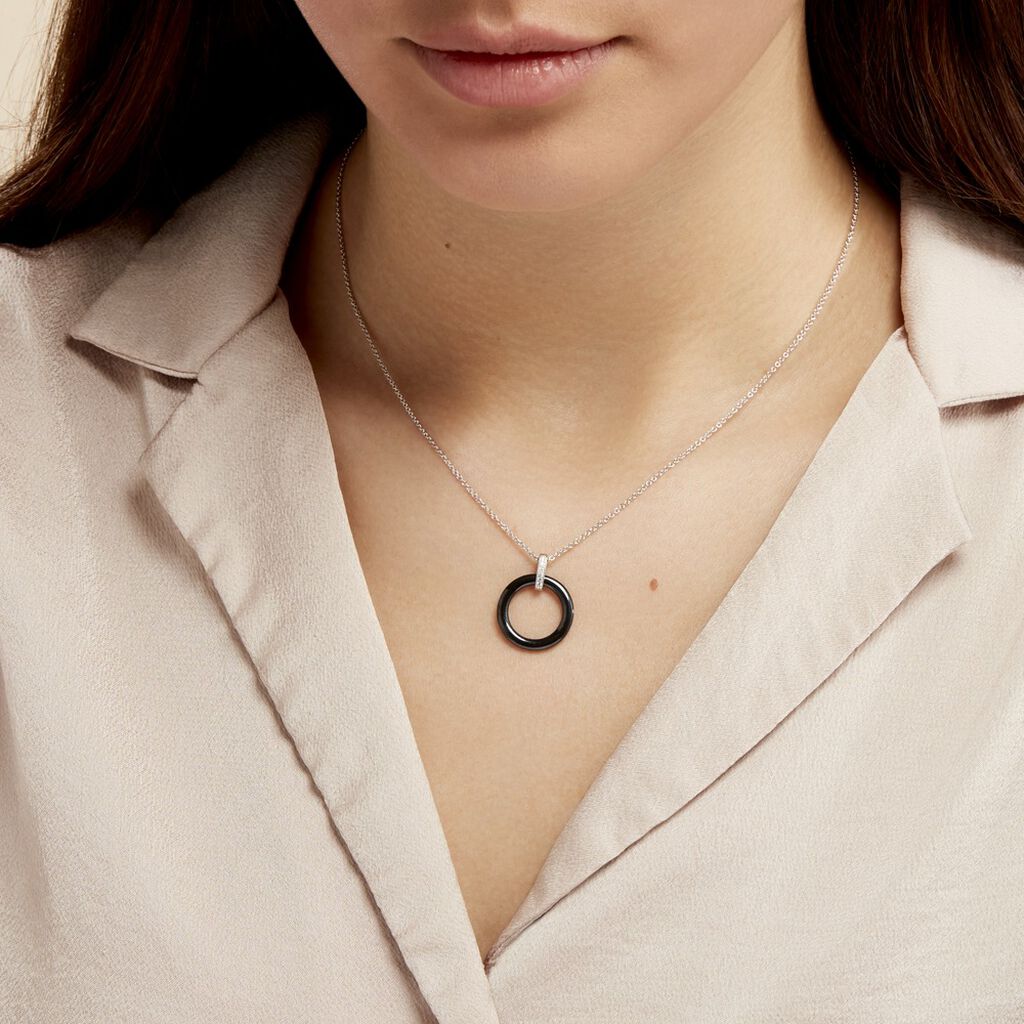 Collier Natacha Cera Argent Blanc Céramique Et Oxyde De Zirconium