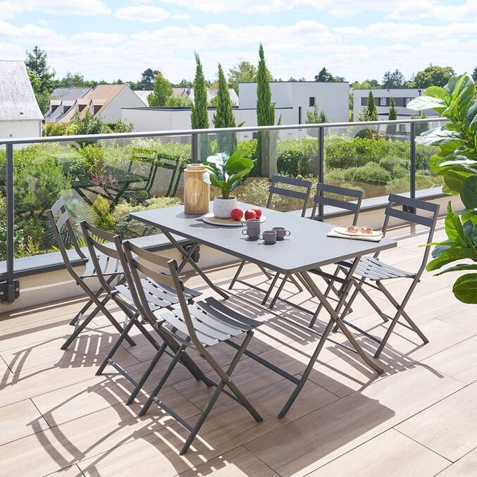 Table de jardin pliante rectangulaire GREENSBORO Graphite