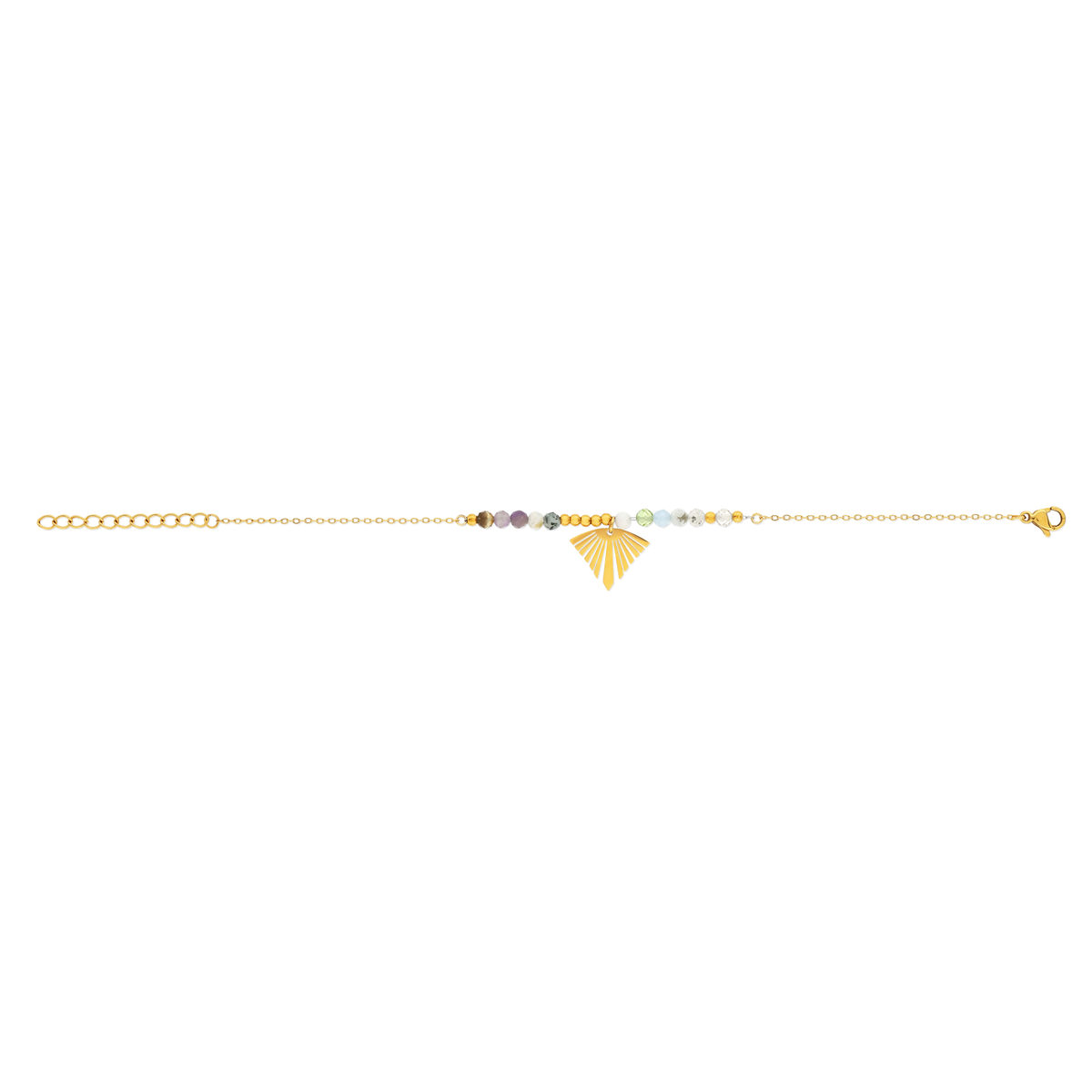 Bracelet acier jaune pierres naturelles 20 cm