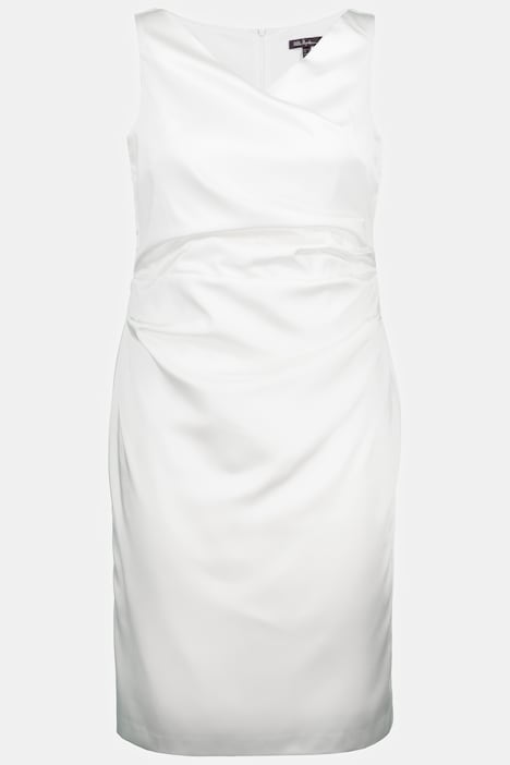 Cocktailkleid, drapiert, A-Linie, V-Ausschnitt, ärmellos