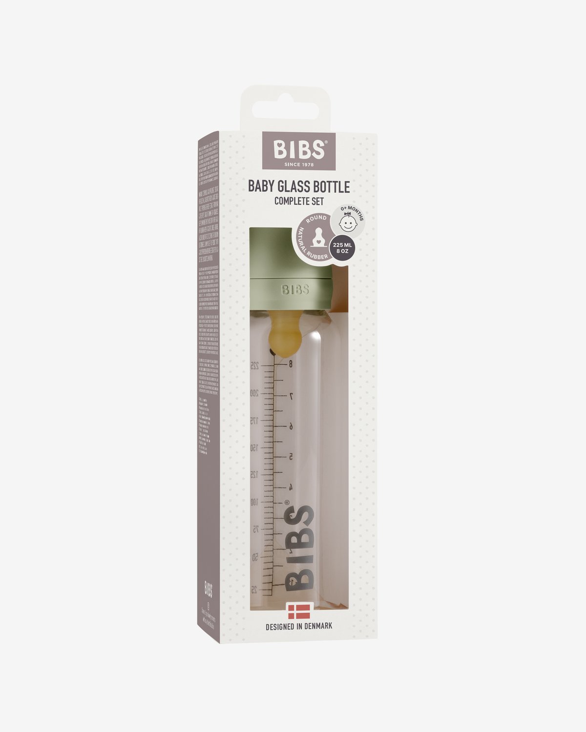 BIBS Tåteflaske i Glass 225 ml – Komplett Sett