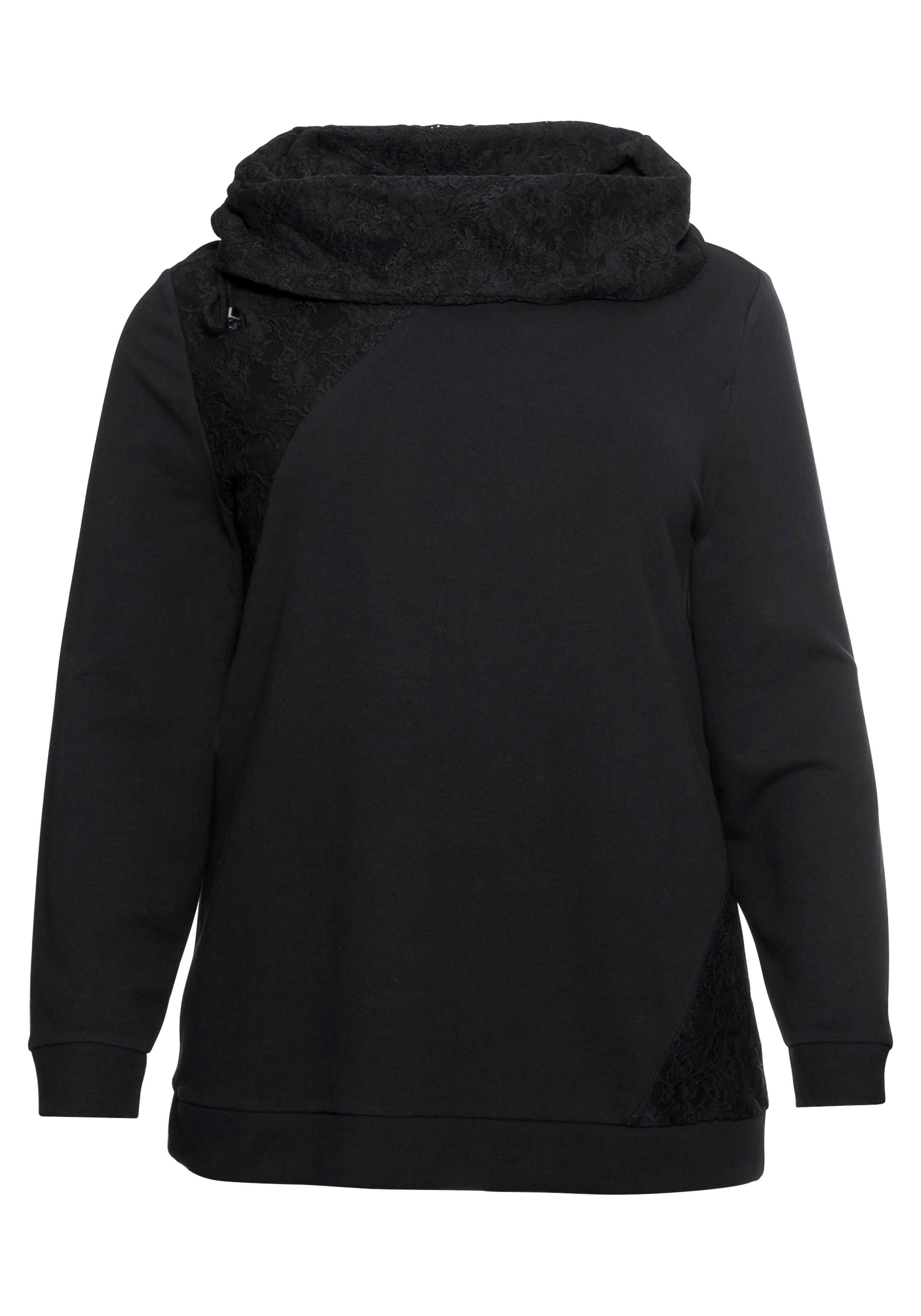 Sweatshirt mit Schlauchkragen aus Spitze