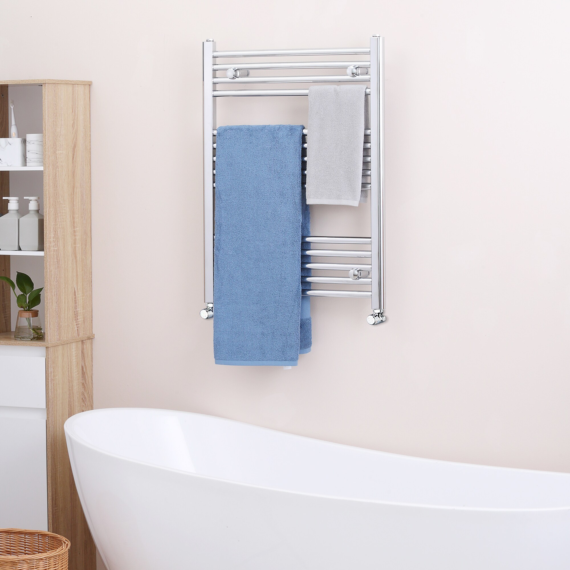 HOMCOM Handtuchwärmer mit 14 Heizstäbe silber 60L x 3B x 80H cm