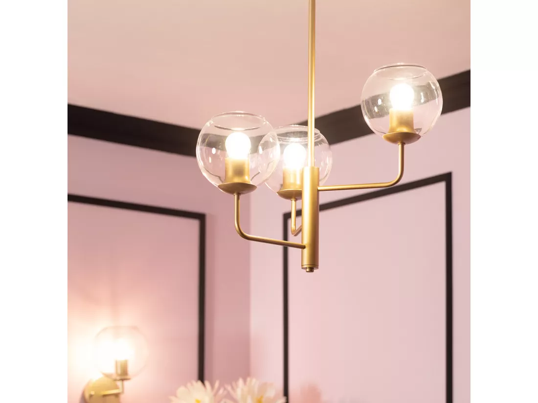 Suspension en métal et verre Tribubble Doré