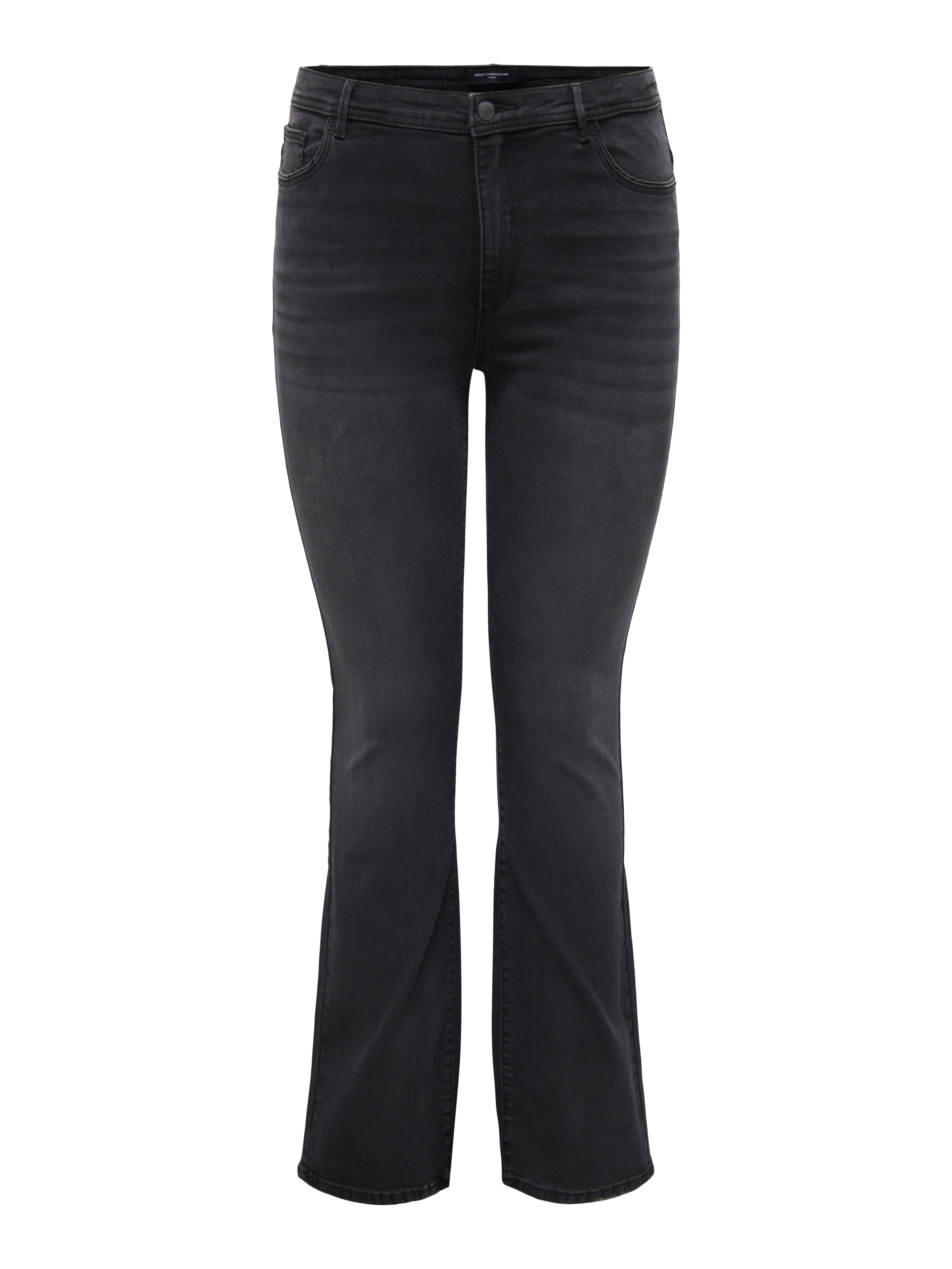 CARSALLY Hohe Taille Ausgestellt Jeans Washed Black