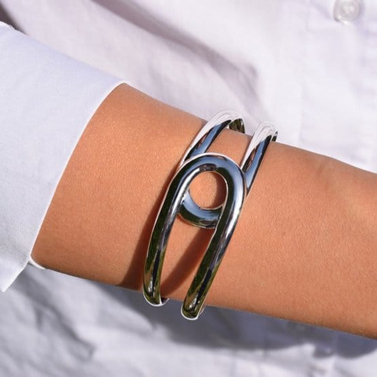 Bracelet jonc Agatha argent Curve