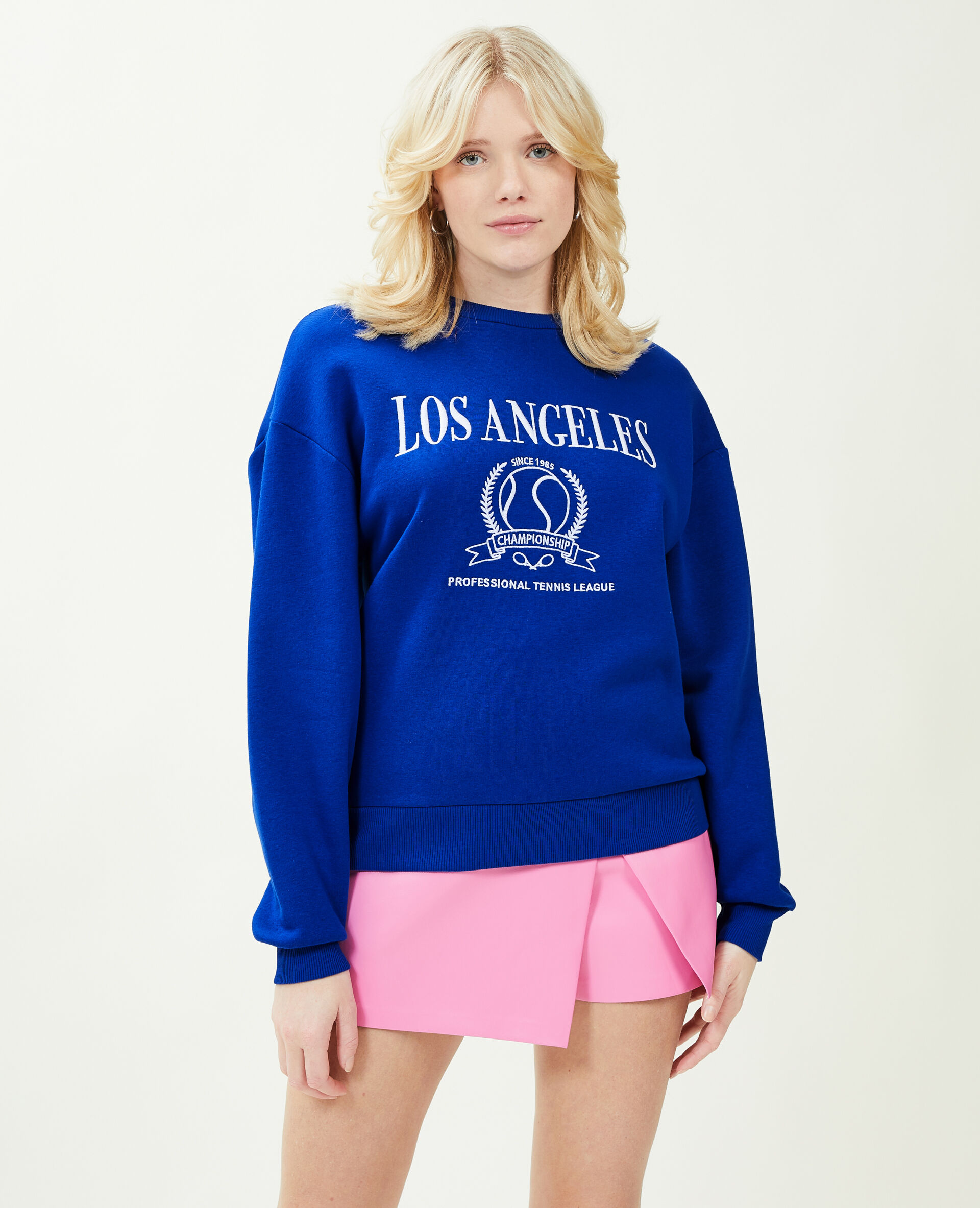 Sweat oversize brodé - Bleu électrique