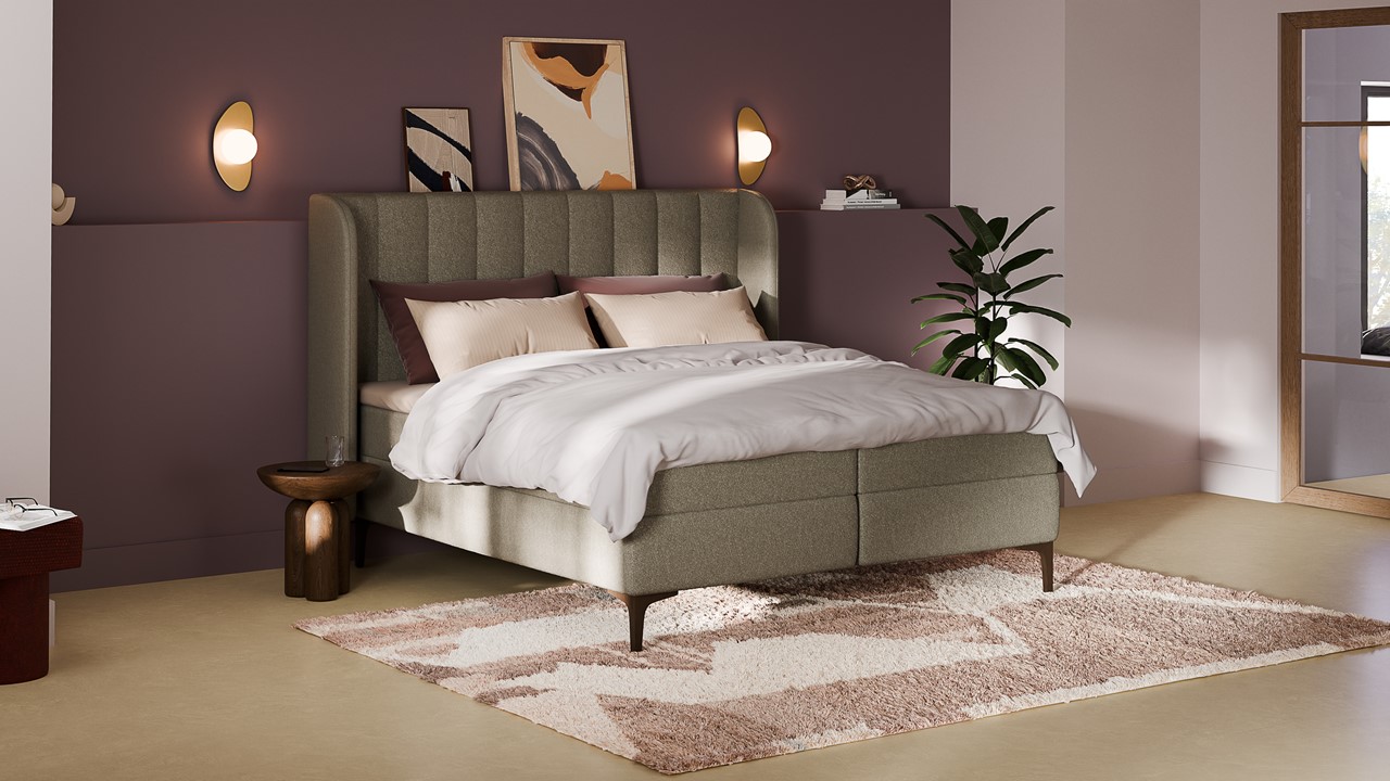 Boxspring Ivory - Soft teddy taupe