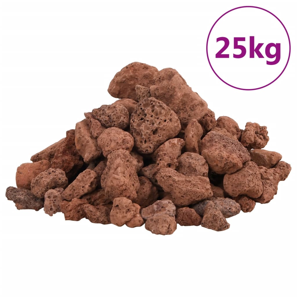 vidaXL Rochas vulcânicas vermelhas 25 kg 1-2 cm