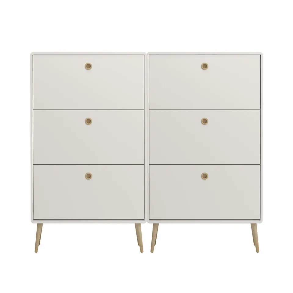 Hioshop Softline schoenenkast 6 kleppen wit