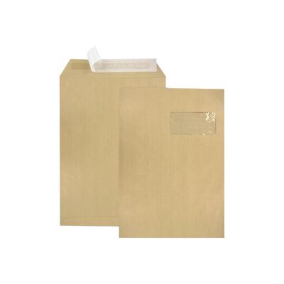 GPV - 250 Pochettes Enveloppes C4 229 x 324 mm - 120 gr - fenêtre 50x100 mm - kraft - bande adhésive