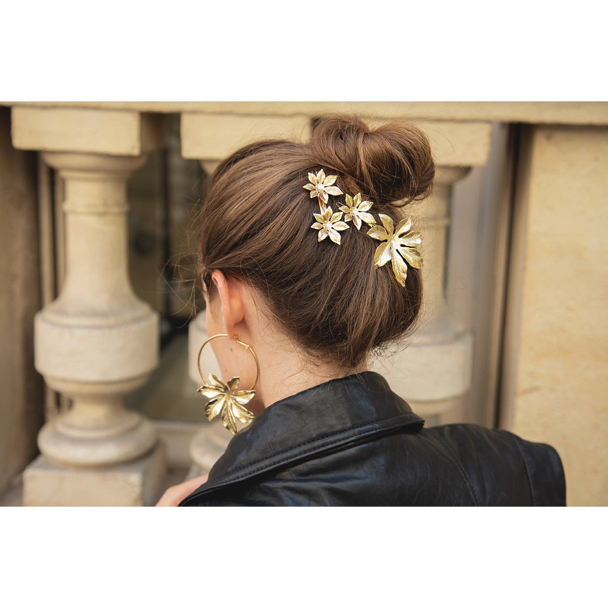 boucles d'oreilles créoles fleurs plaqué argent - CHLORIS