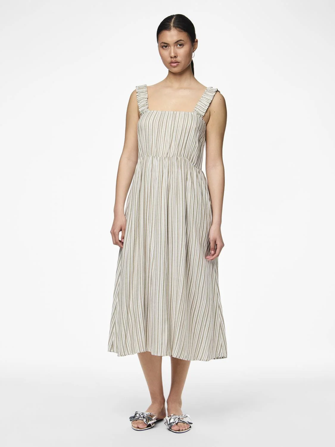 Pieces Pcalvina Sl Midi Dress 4472388 laurel oak cloud dancer