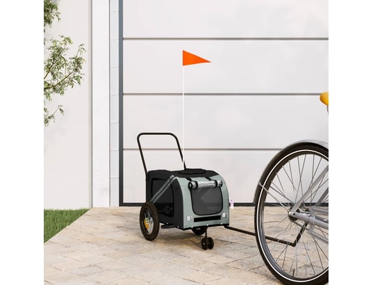 VIDAXL - Remorque de vélo pour chien gris et noir tissu oxford et fer