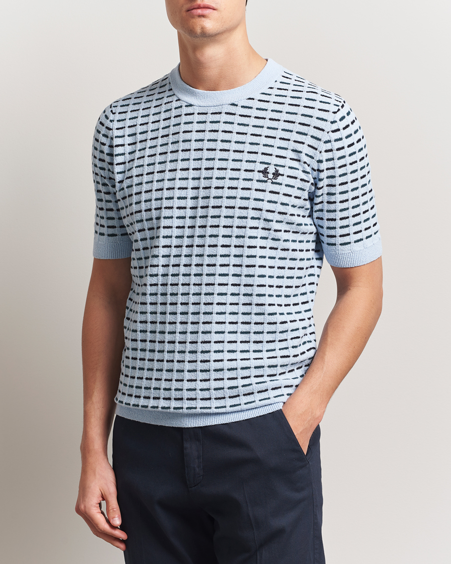 Fred Perry Bouclé Ribbed Knitted T-Shirt Light Smoke