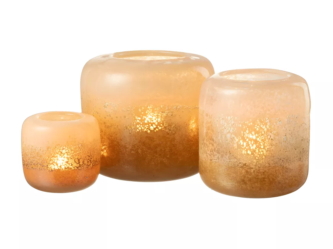 Vase opi verre marron/beige 14,2x14,2x13,2cm
