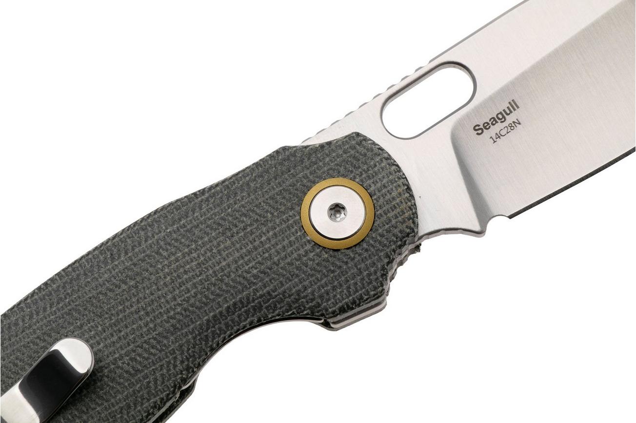 Kizer Vanguard Seagull V3770A1 Satin 14C28N, Gray Micarta, zakmes