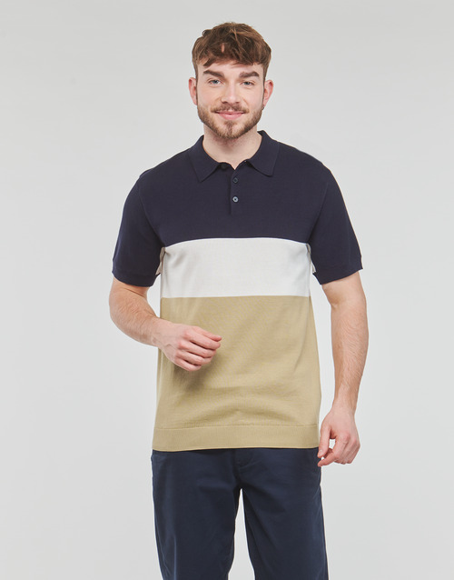 Selected - SLHMATTIS SS KNIT BLOCK POLO B - Marine / Blanc / Beige
