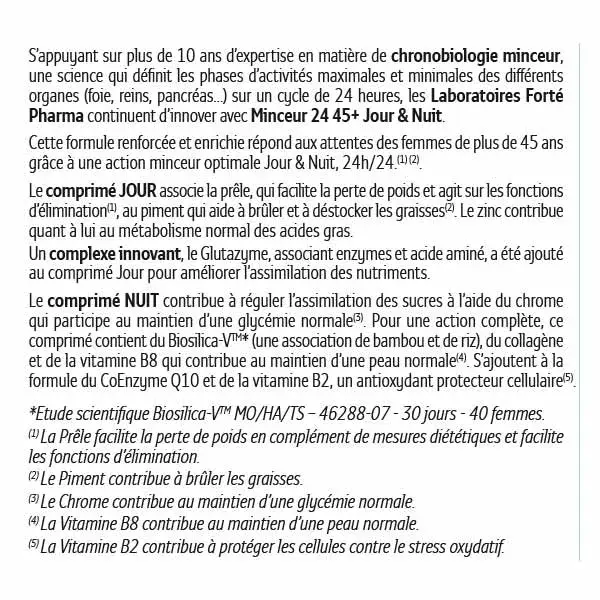 Forté Pharma Minceur 24 45+ Bruleur de Graisses Jour Nuit Chrome 56 comprimés