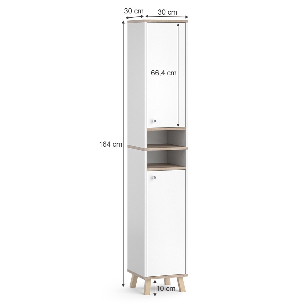 Vicco Hochschrank Badschrank Regalschrank Senyo Sonoma/Weiß Badezimmer Badmöbel