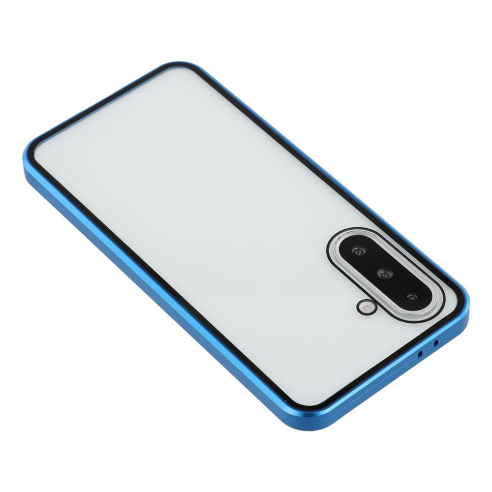 Samsung Galaxy A56 Magnetische Alu Schutzhülle mit Panzer Glas Backcover   Displayschutz (Magnet-Technologie) - Blau