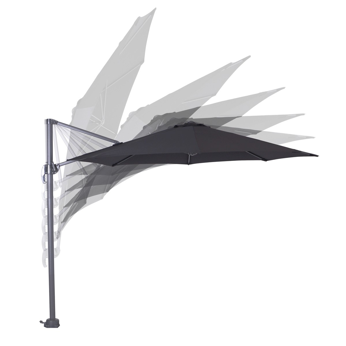 Garden Impressions Hawaii S donkergrijs zwart ronde zweefparasol