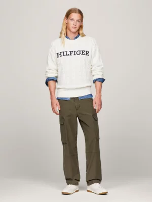 Suéter oversized de malha trançada Hilfiger Monotype
