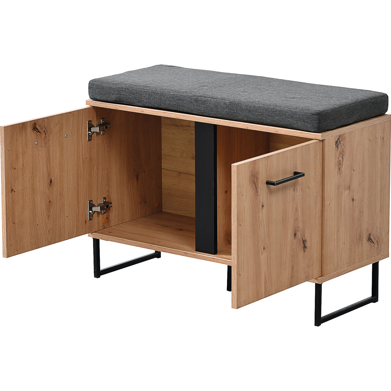 Garderobenbank Sardinia Melamin Artisan schwarz 84.5 x 59.5 x 35 cm