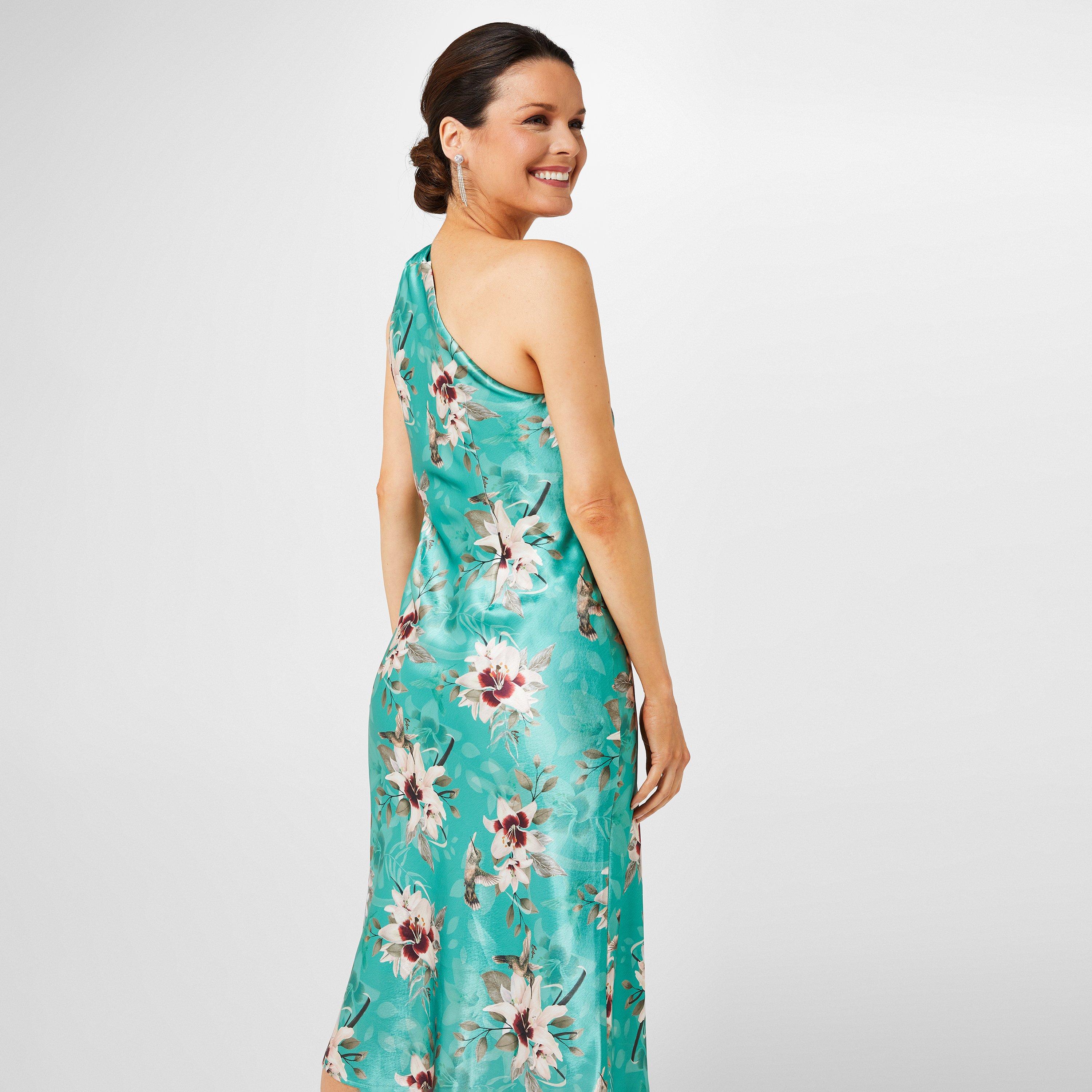 Biba Satin One Shoulder Midi Dress