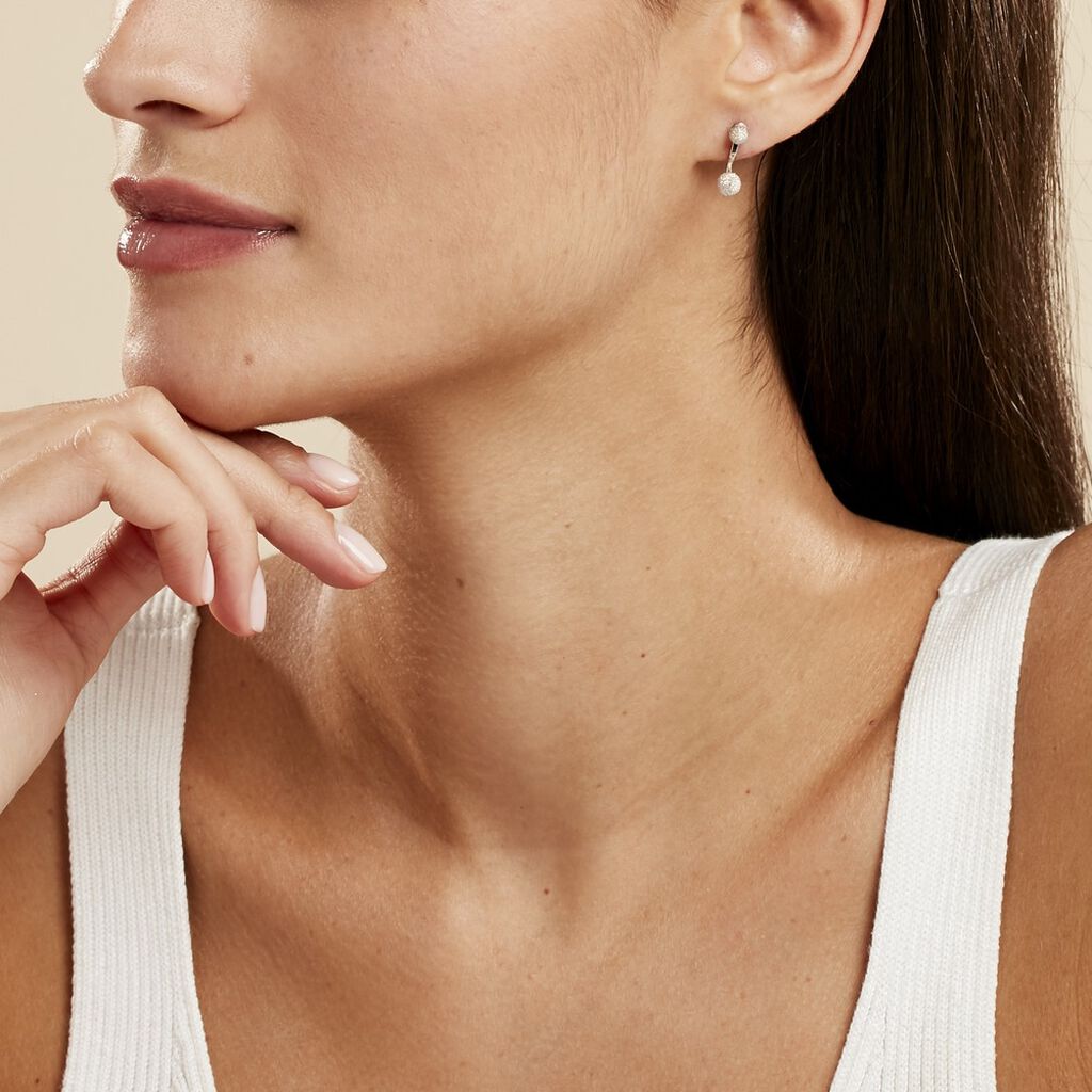 Bijoux D'oreilles Rosely Argent Blanc