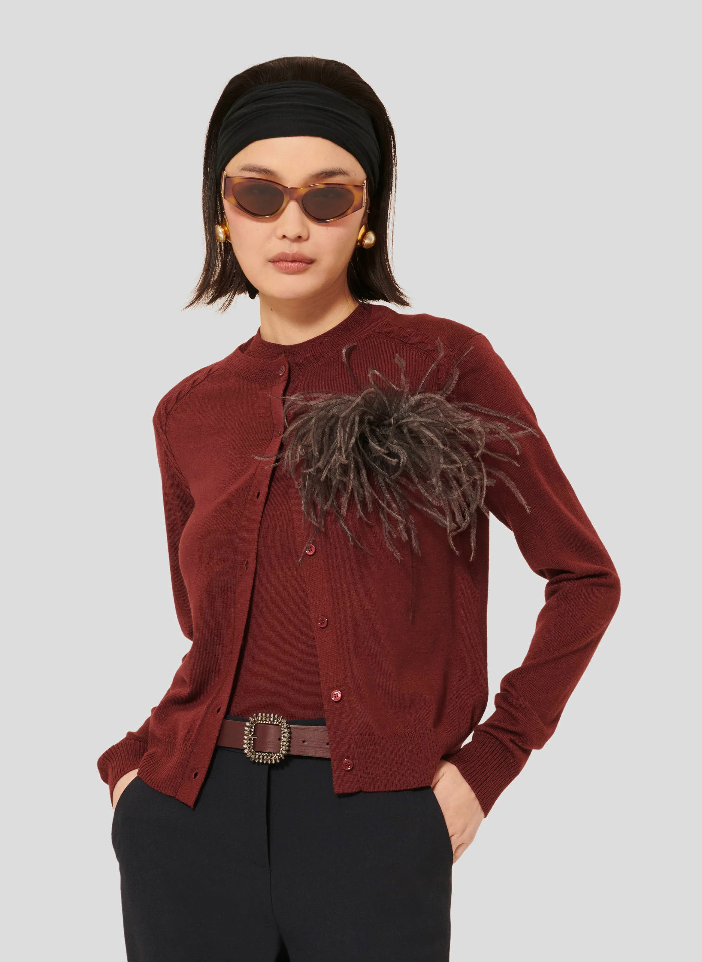 GINNO - Gilet droit en laine | Rouge