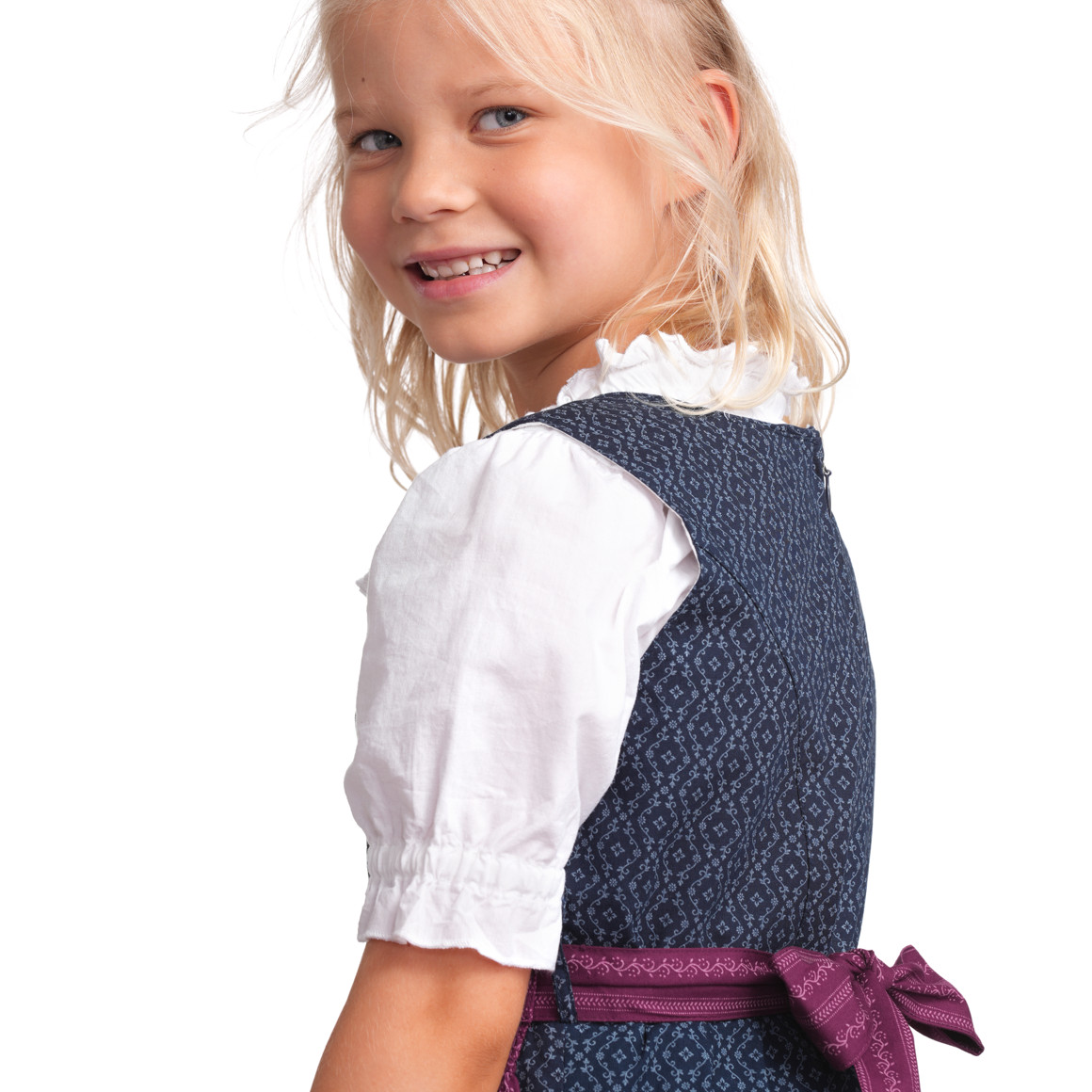Topolino Mädchen Dirndl mit Allover-Muster bordeauxrot / navy
