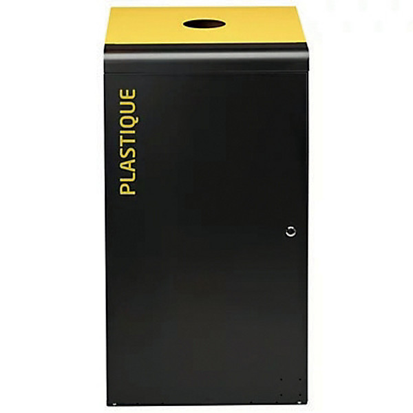 ROSSIGNOL Borne de tri selectif - 120 L - tripoz - tri plastique - gris manganese / jaune colza
