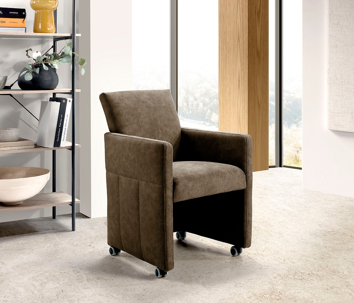 exxpo - sofa fashion Esszimmersessel Loungesessel auf Rollen, schmale Armlehnen, bequem