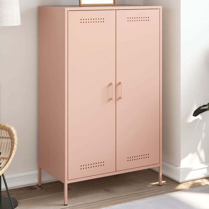 vidaXL - Hoge Kast - Roze - Staal - 6 Vakken