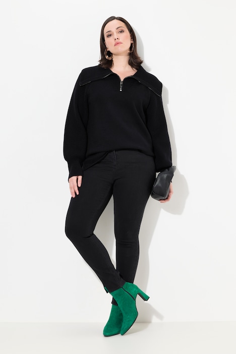 Jeans Sarah, schmales Bein, Stretchdenim, Saumschlitz