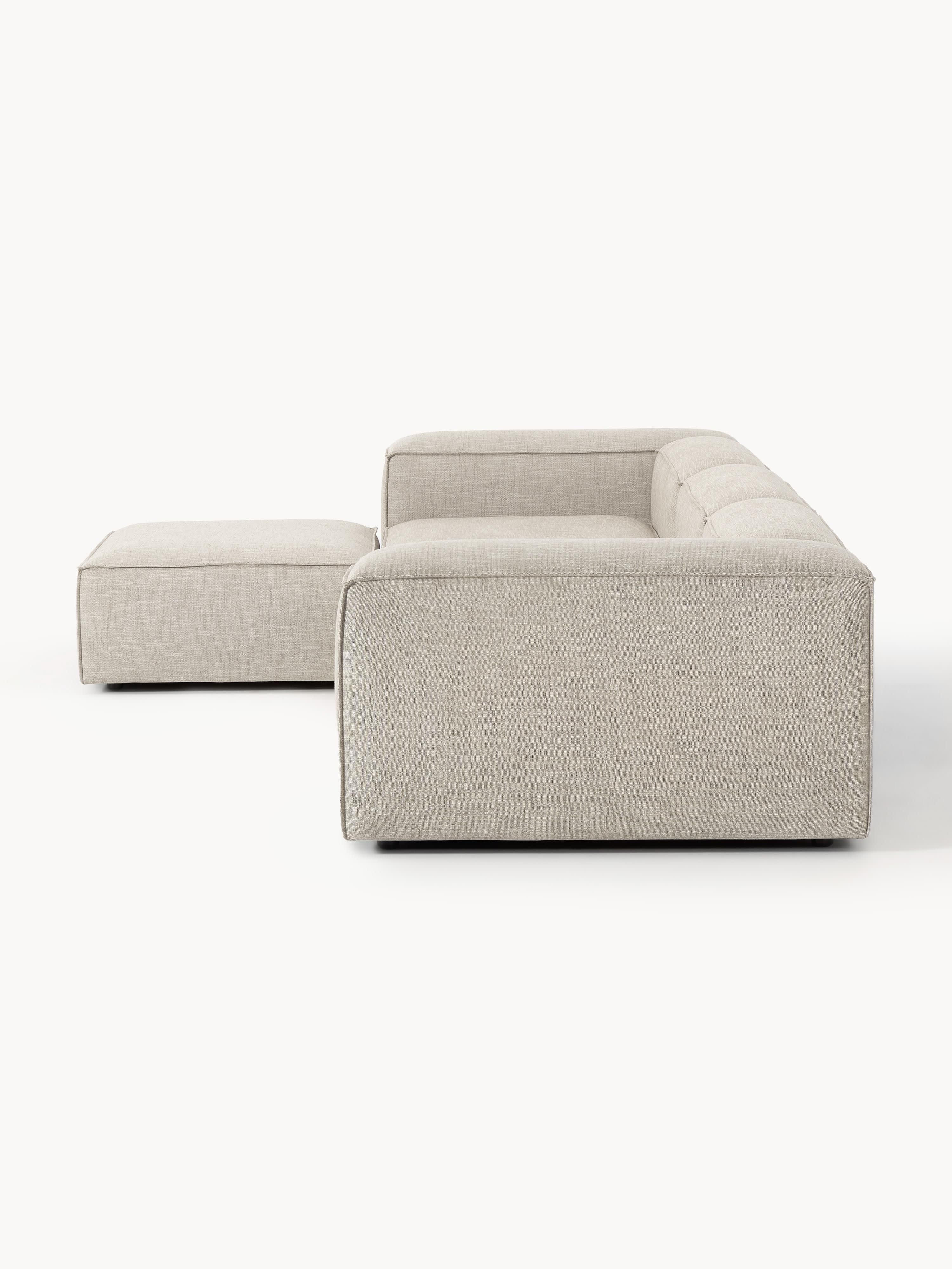 Modulaire bank Lennon (4-zits) van linnenmix met poef (links/rechts)