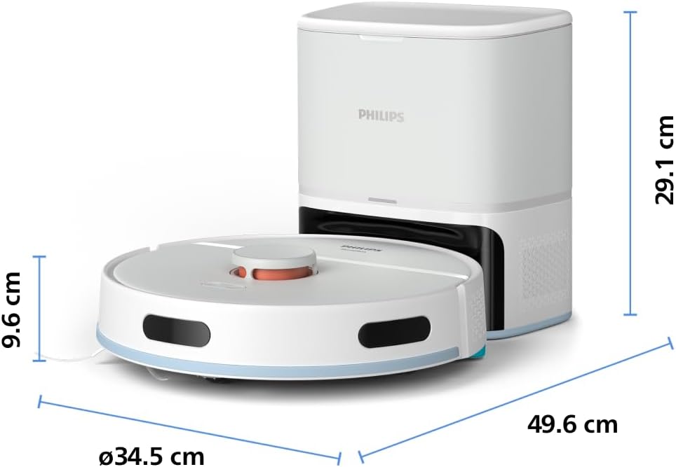 Philips Homerun Serie 2000: 2-in-1 Saug- und Wischroboter, 130 Minuten Laufzeit, Lasernavigation, Teppichboost, Absaugstation, App-gesteuert, Arktikweiß (XU2100/20)