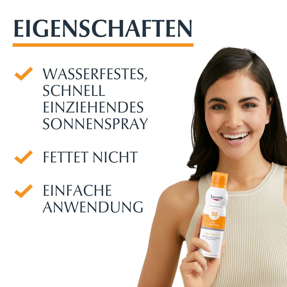 Eucerin® Oil Control Dry Touch Spray LSF 50 – Sonnenschutzspray, auch für empfindliche und zu Akne neigende Haut