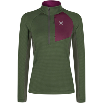 Montura Stretch Color 3 Zip Maglia Fleecejacke Verde Salvia / Vinaccia Damen