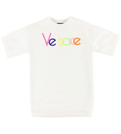 Young Versace Kleid - Sweat - Weiß m. Bunt Logo