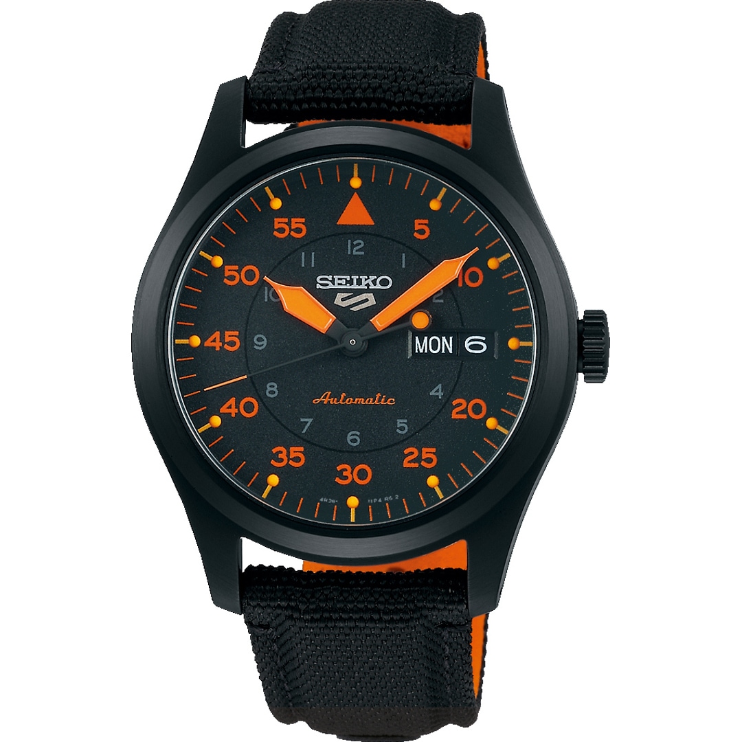 Seiko 5 Sports Automatik Day-Date Schwarz / Orange