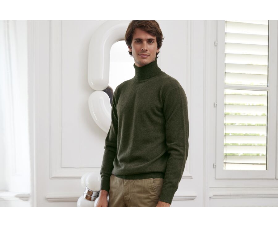 Pull col roulé homme laine Vert - EMERIC