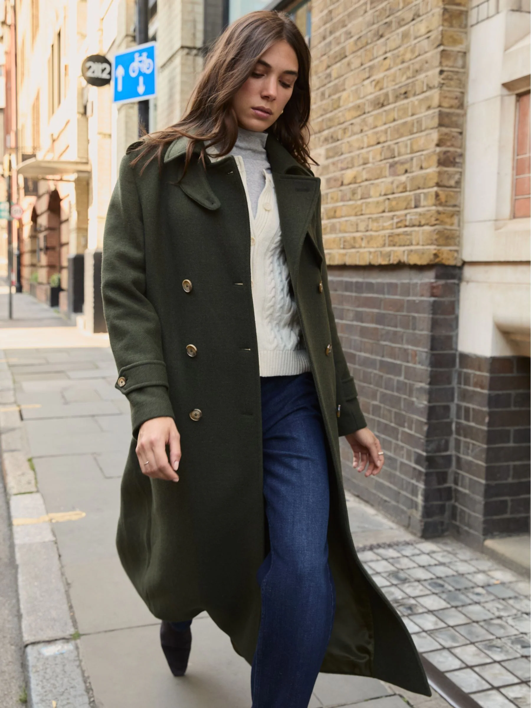 Baukjen Green Ingrid Belted Wool Trench Coat