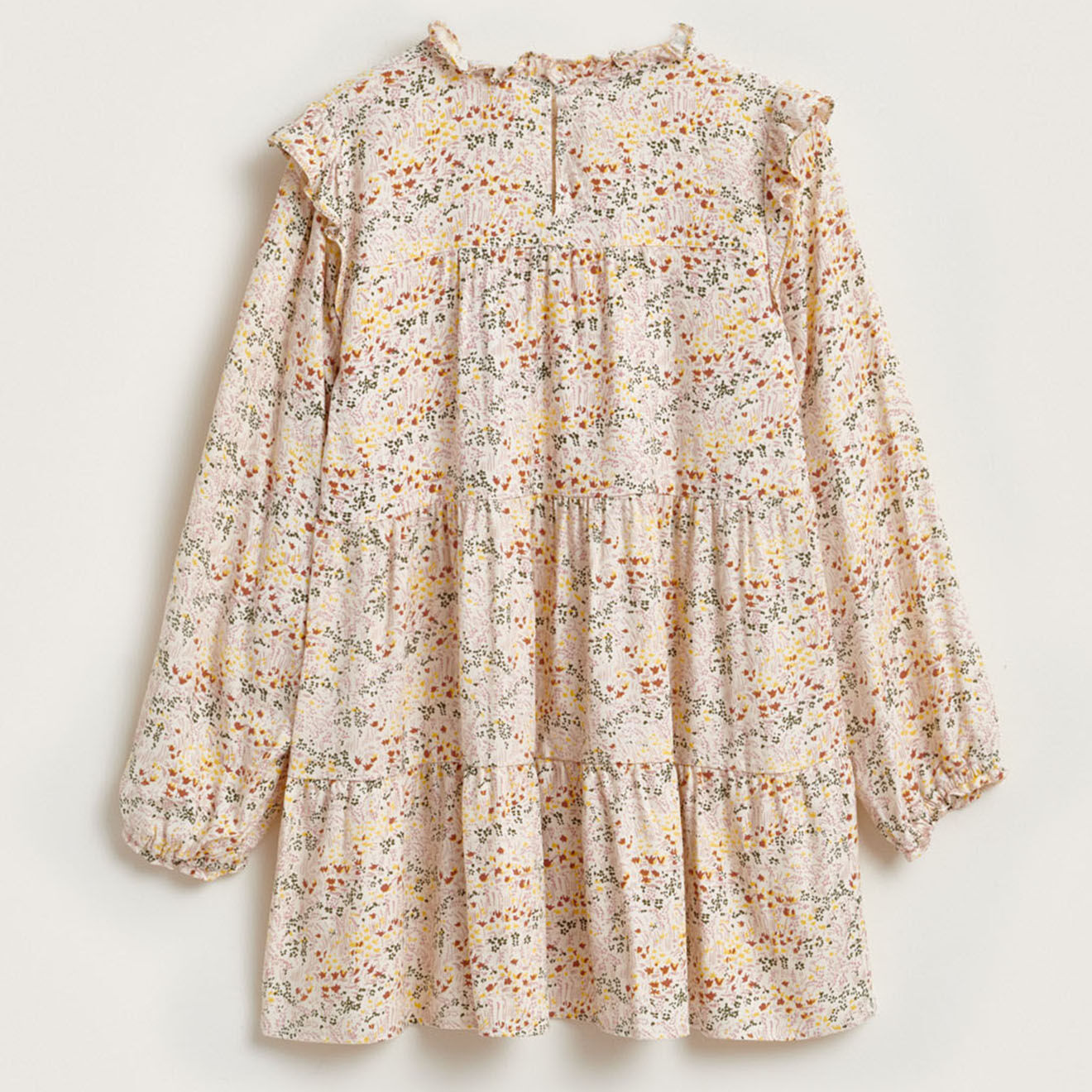 Bellerose Robe Pebbles à volants à fleurs beige
