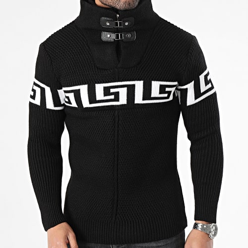 Pull Col Amplified Noir Blanc