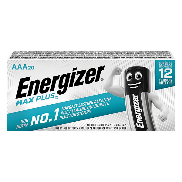 Piles Alcalines Energizer Max Plus LR03 AAA, lot de 20