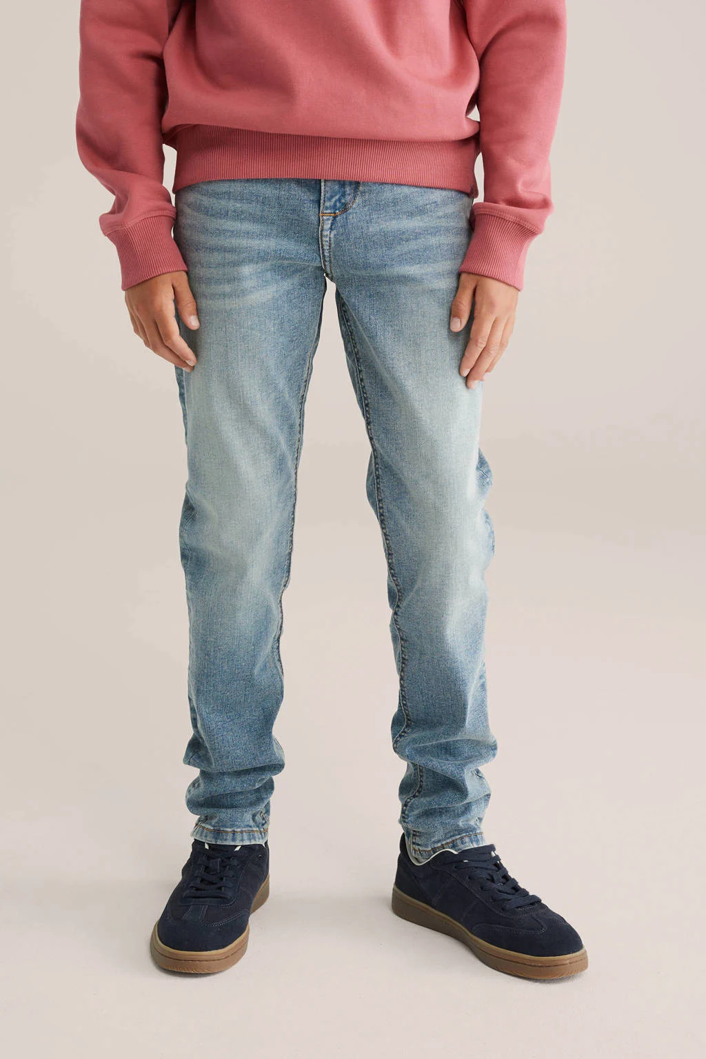 WE Fashion Blue Ridge waist slim fit jeans light blue denim