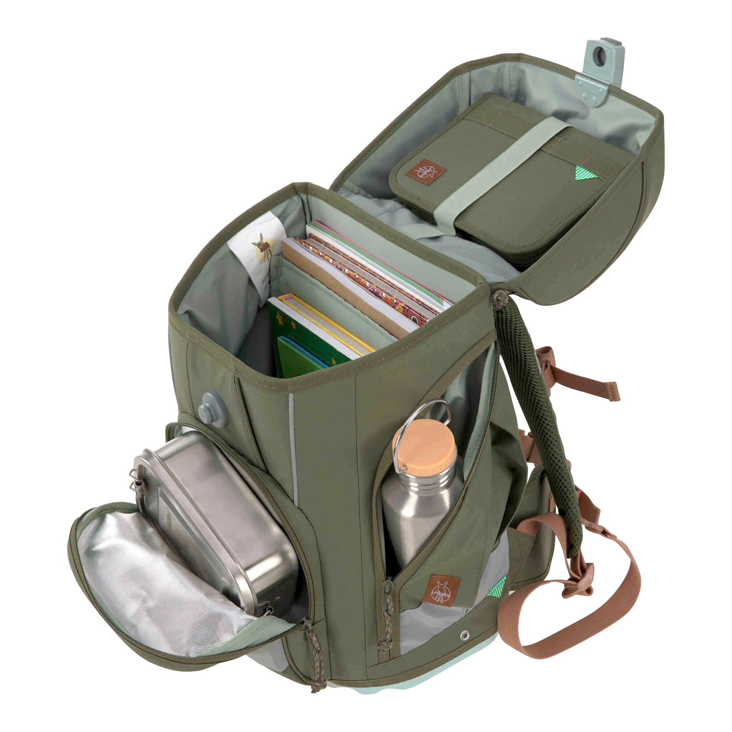 Lässig Schulranzen-Set Boxy Unique 7-tlg. olive