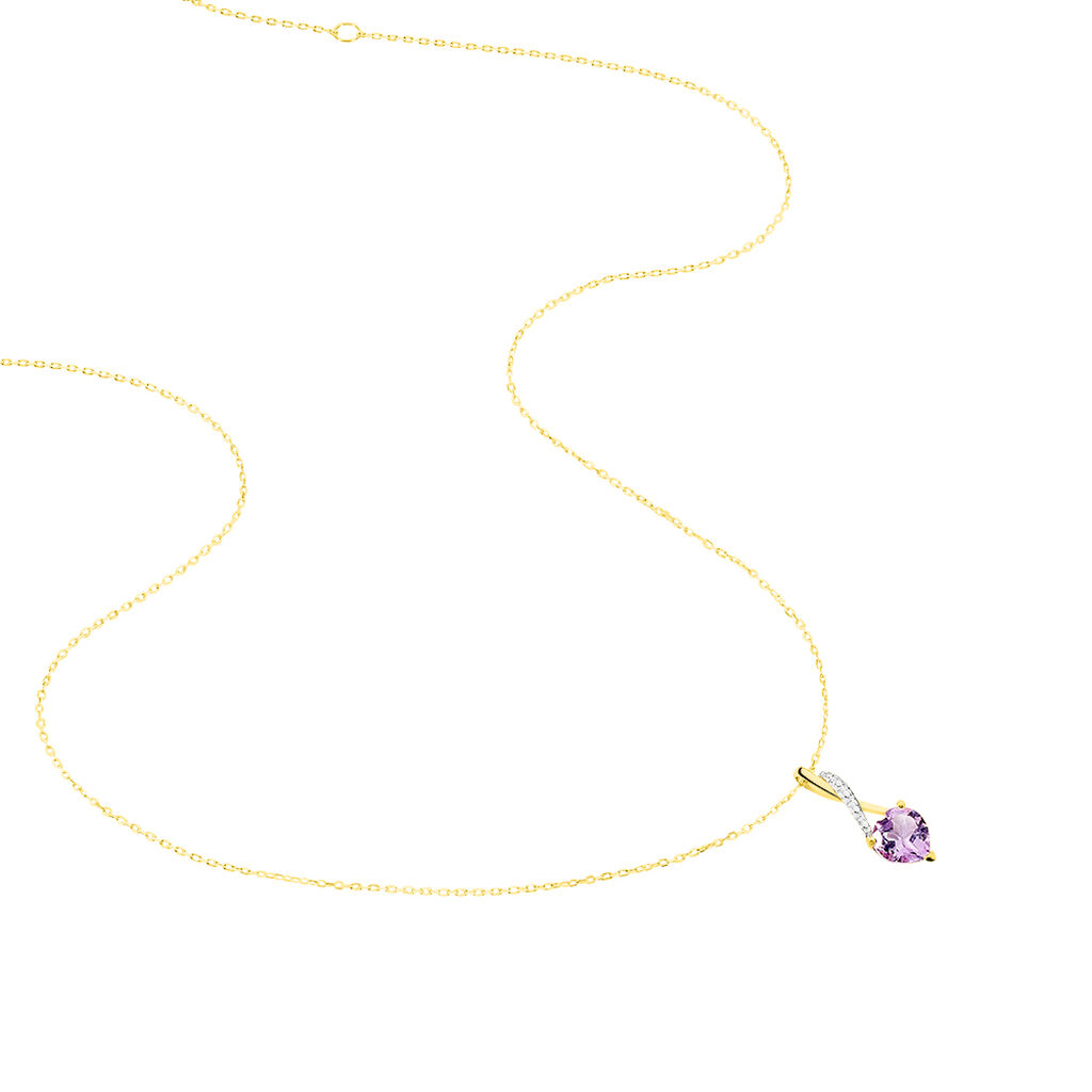 Collier Clothilde Or Jaune Amethyste Et Oxyde De Zirconium
